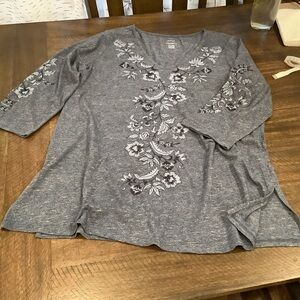 Embroidered Blue Women's Top, size is medium but runs a bit large.